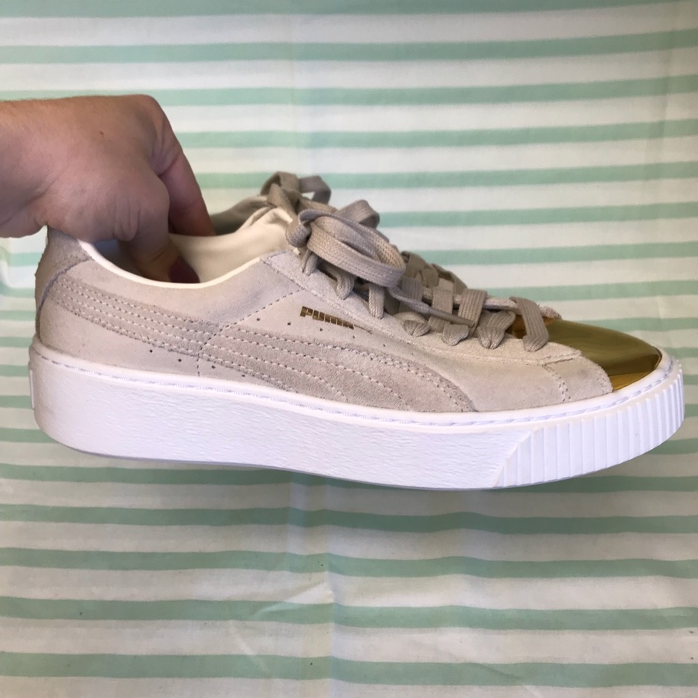 Puma NWOT Suede and Gold Metallic Creeper Sneakers